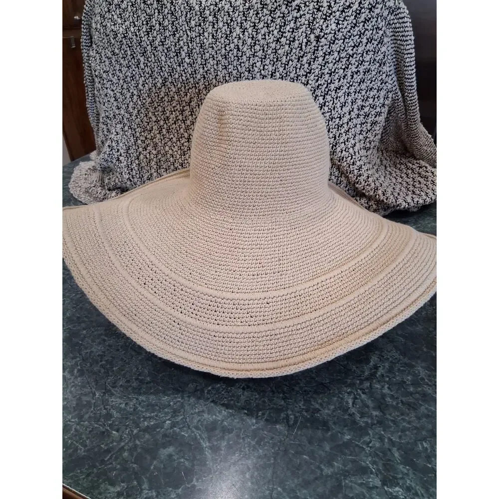 San Diego Hat Co Floppy Sun Hat Wide Brim Neutral Tan 100% Cotton Beach Summer - Picture 1 of 9